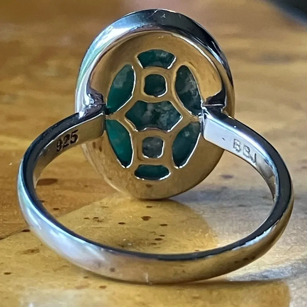 Natural Amazonite Sterling Silver Ring Size 7